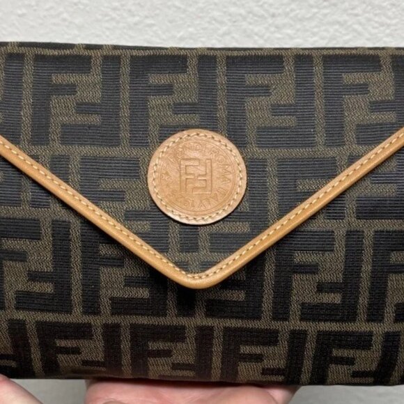 FENDI ZUCCA**COATED CANVAS** MONOGRAM CLUTCH/BAG - Picture 5 of 15